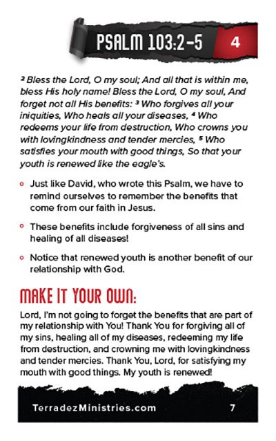 Sample Page from the 39 Reasons Healing is Yours: Healing Scriptures That Beat Sickness To Death booklet